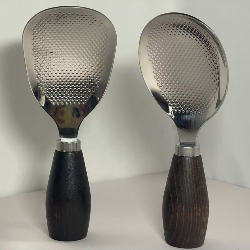 Lingură de orez, oțel inoxidabil 304, mâner din lemn, suport vertical, antiaderent