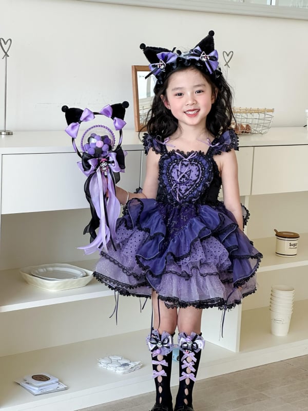 Dječja haljina princeza - Lolita stil, bez rukava, crtani otisak, poliester tkanina, pamučna podstava