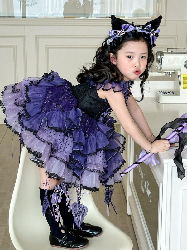 Dječja haljina princeza - Lolita stil, bez rukava, crtani otisak, poliester tkanina, pamučna podstava