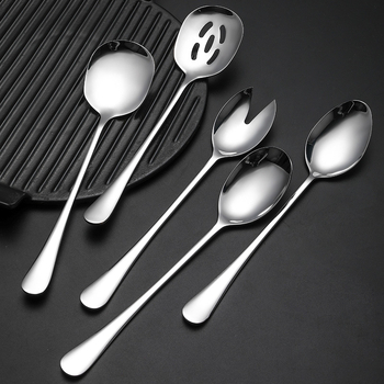 Lingură de servire pentru bufet din oțel inoxidabil 304, stil Chinezesc nou, luciu oglindă, logo imprimat