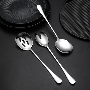 Lingură de servire pentru bufet din oțel inoxidabil 304, stil Chinezesc nou, luciu oglindă, logo imprimat