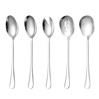 Lingură de servire pentru bufet din oțel inoxidabil 304, stil Chinezesc nou, luciu oglindă, logo imprimat