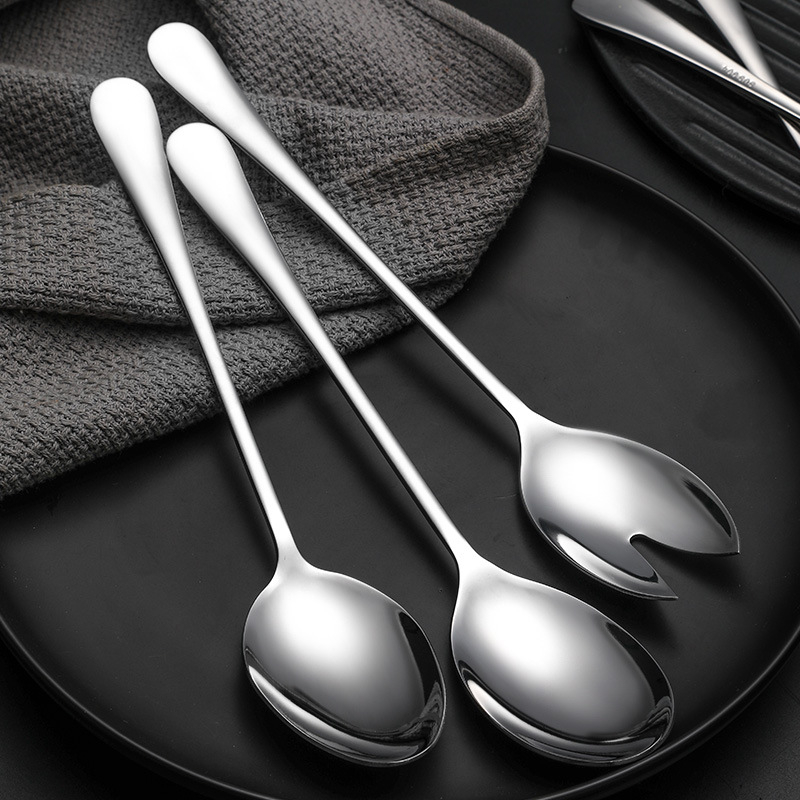 Lingură de servire pentru bufet din oțel inoxidabil 304, stil Chinezesc nou, luciu oglindă, logo imprimat