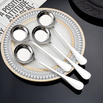 Lingură din oțel inoxidabil 304 cu fund rotund, stil modern minimalist, model solid, imprimare logo disponibilă, personalizare