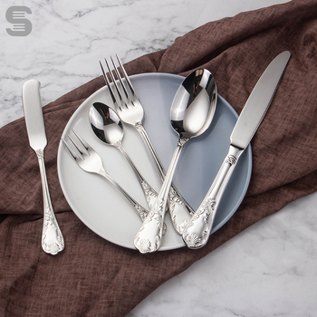 Петчленен комплект прибори за хранене: 304 неръждаема стомана, серия Earl No.1, огледално полирани повърхности, стил Light Luxury