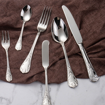 Петчленен комплект прибори за хранене: 304 неръждаема стомана, серия Earl No.1, огледално полирани повърхности, стил Light Luxury