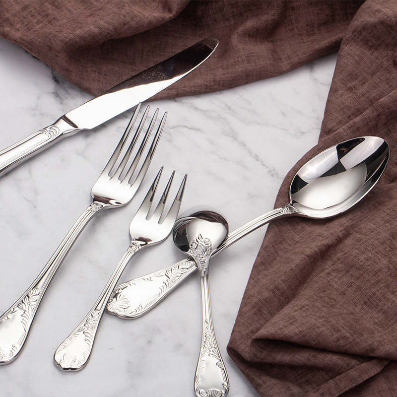 Петчленен комплект прибори за хранене: 304 неръждаема стомана, серия Earl No.1, огледално полирани повърхности, стил Light Luxury