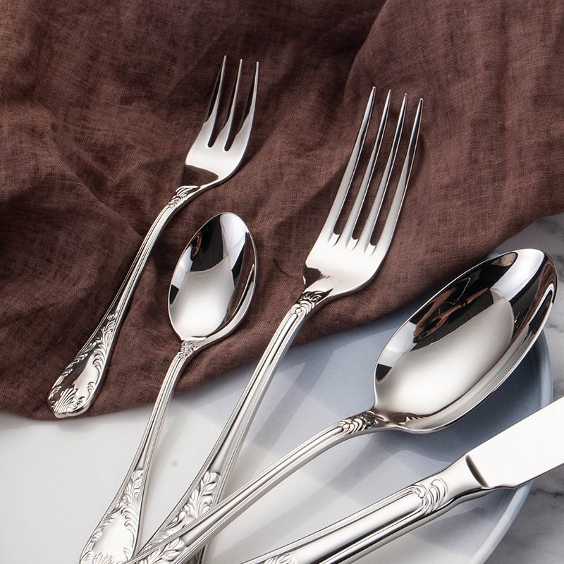 Петчленен комплект прибори за хранене: 304 неръждаема стомана, серия Earl No.1, огледално полирани повърхности, стил Light Luxury