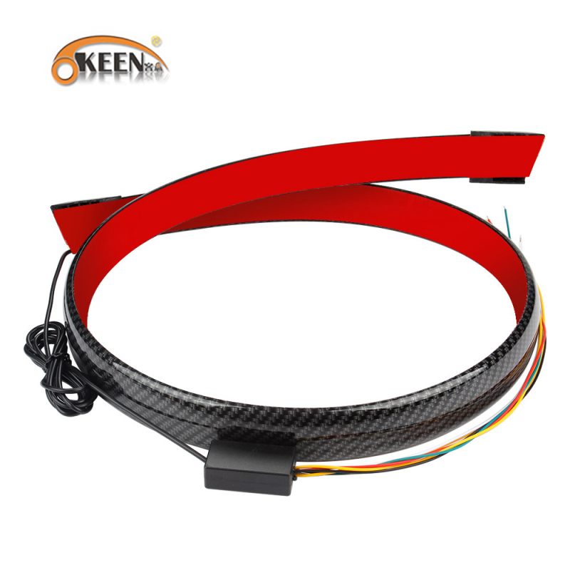 Užpakalio sparno LED šviesa ar anglies pluošto korpusu, LED stabdymas ir streamer posūkio signalo, 12V, 5W, 50 000 val., 6000K, 500 lm