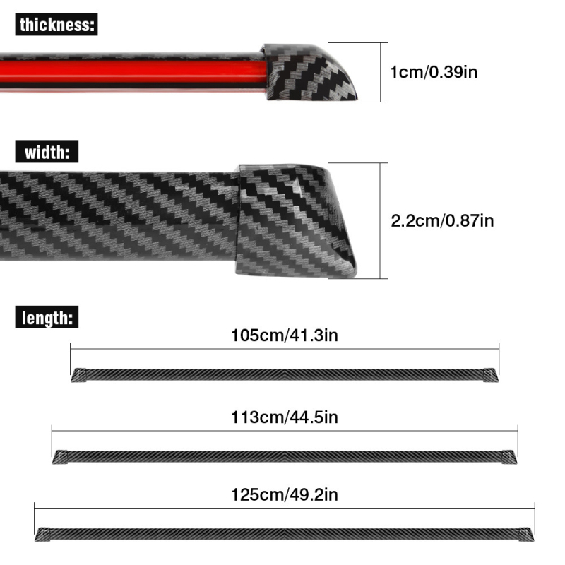 Užpakalio sparno LED šviesa ar anglies pluošto korpusu, LED stabdymas ir streamer posūkio signalo, 12V, 5W, 50 000 val., 6000K, 500 lm