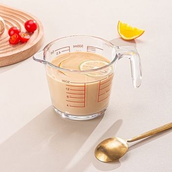 Mikrohullámú sütőhöz üvegből készült tejmérő pohár, fokozatos skálázással, vastag falú, hőálló, nagy kapacitás