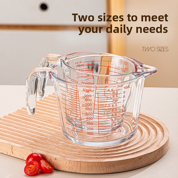 Mikrohullámú sütőhöz üvegből készült tejmérő pohár, fokozatos skálázással, vastag falú, hőálló, nagy kapacitás