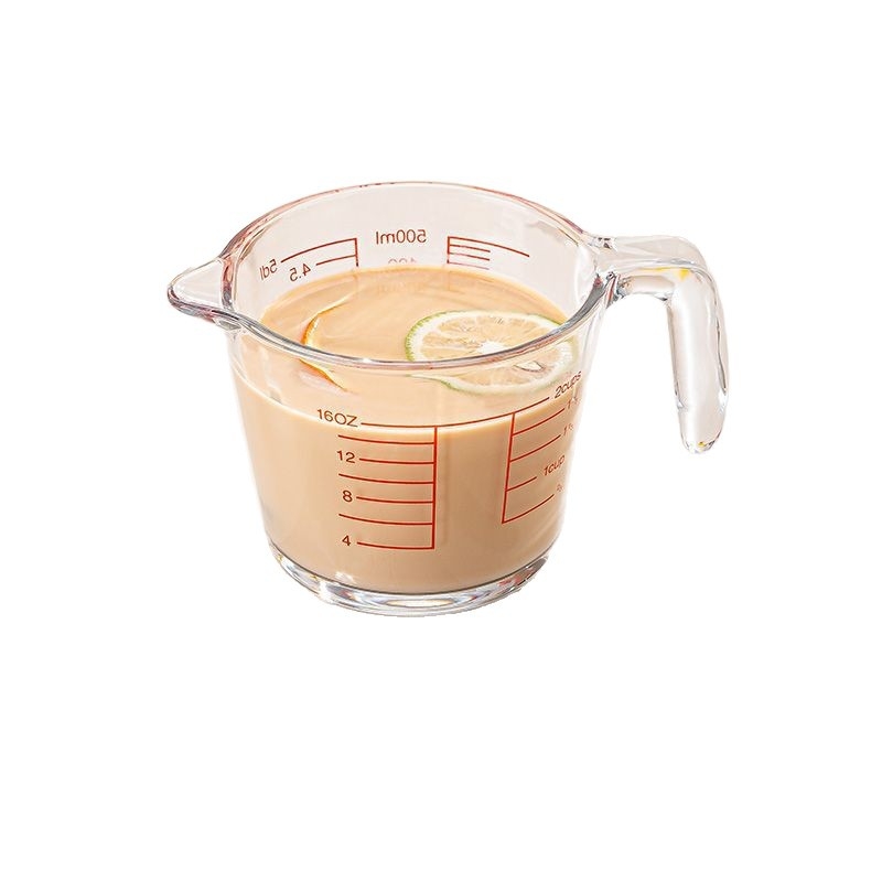 Mikrohullámú sütőhöz üvegből készült tejmérő pohár, fokozatos skálázással, vastag falú, hőálló, nagy kapacitás