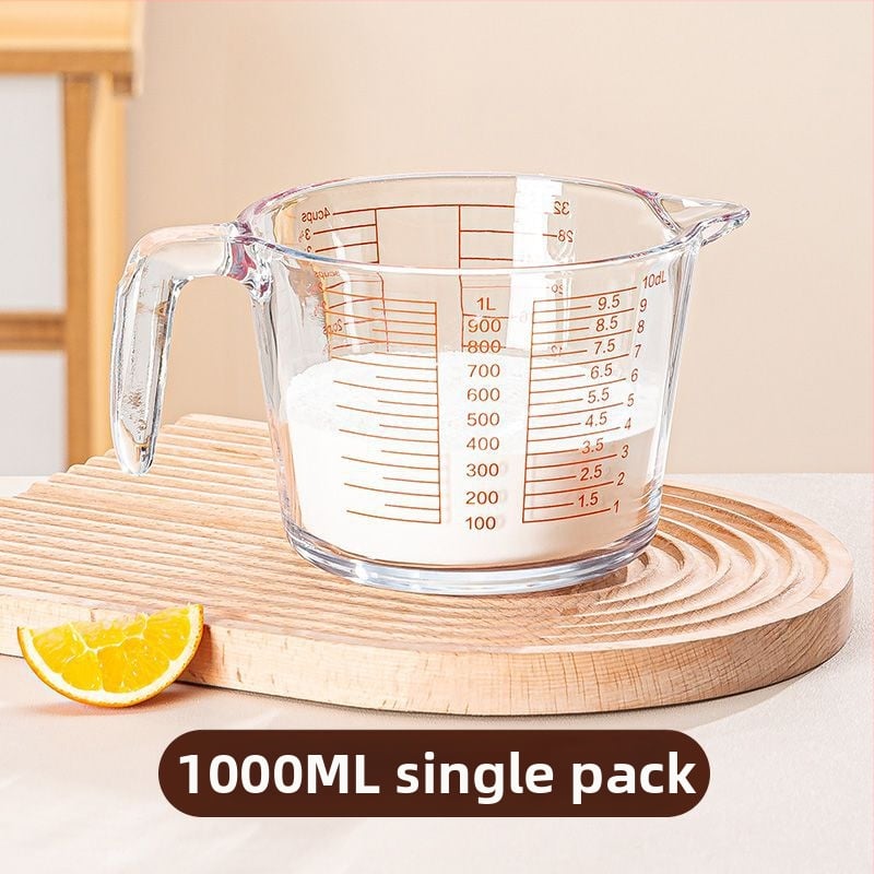 Mikrohullámú sütőhöz üvegből készült tejmérő pohár, fokozatos skálázással, vastag falú, hőálló, nagy kapacitás