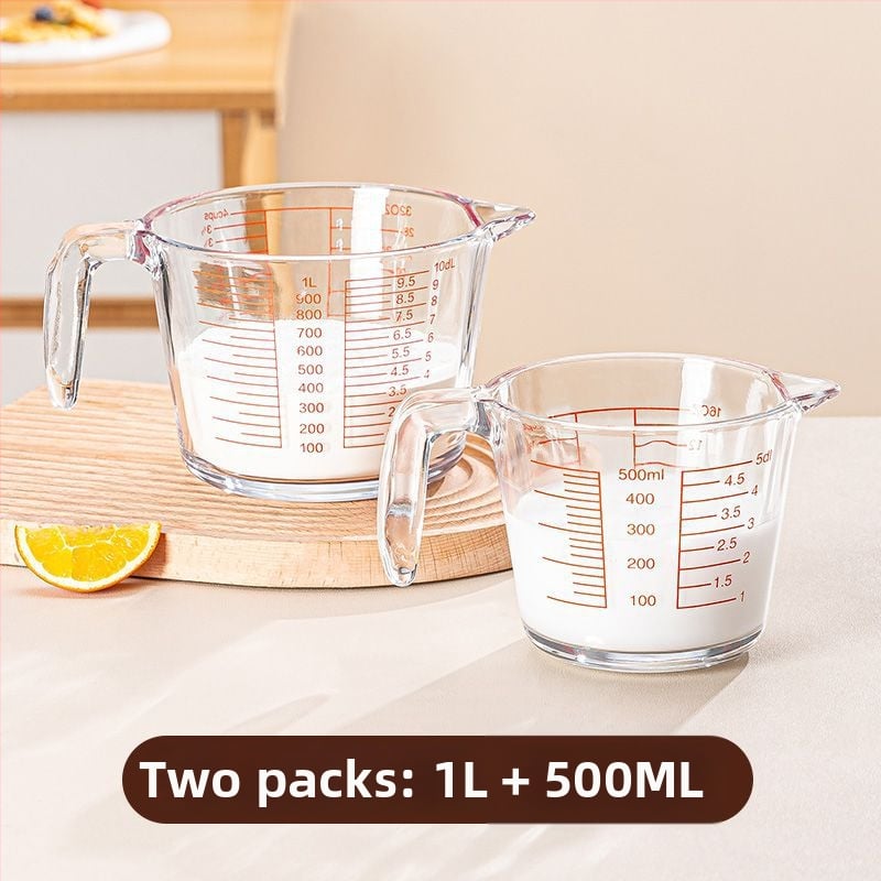 Mikrohullámú sütőhöz üvegből készült tejmérő pohár, fokozatos skálázással, vastag falú, hőálló, nagy kapacitás