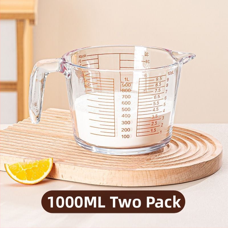 Mikrohullámú sütőhöz üvegből készült tejmérő pohár, fokozatos skálázással, vastag falú, hőálló, nagy kapacitás