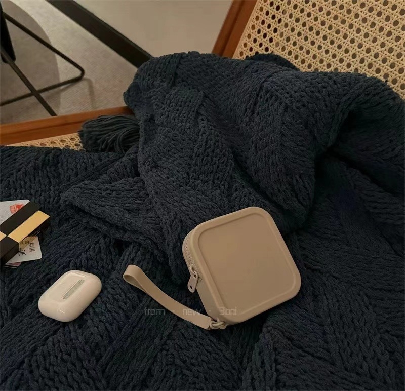 Portofel din silicon cu fermoar – organizator pentru ruj, căști, cabluri de date și chei, stil urban simplu, căptușeală din silicon, antibacterian și anti-tăiere