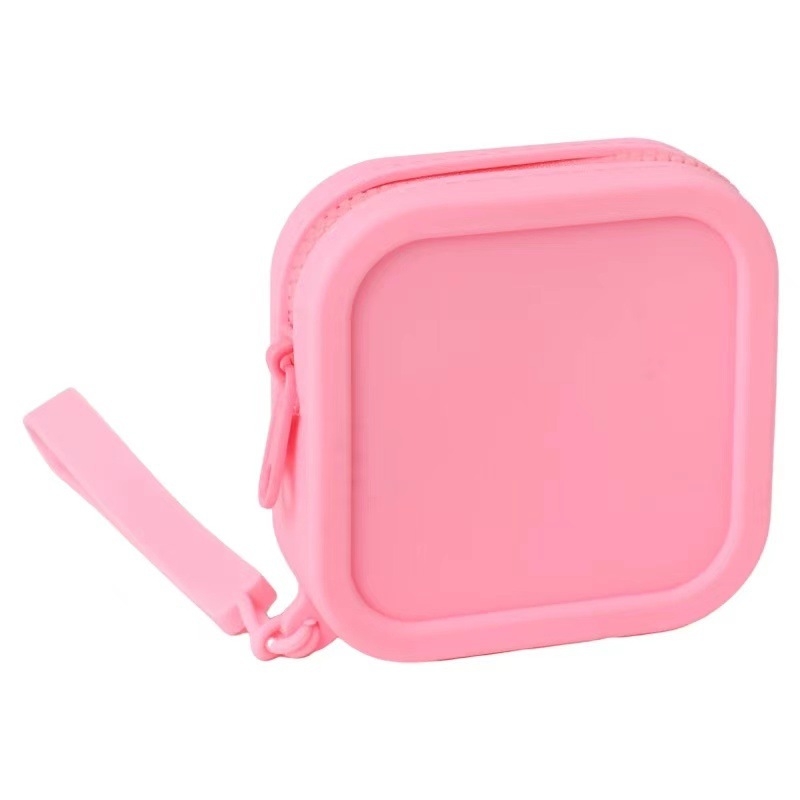 Portofel din silicon cu fermoar – organizator pentru ruj, căști, cabluri de date și chei, stil urban simplu, căptușeală din silicon, antibacterian și anti-tăiere