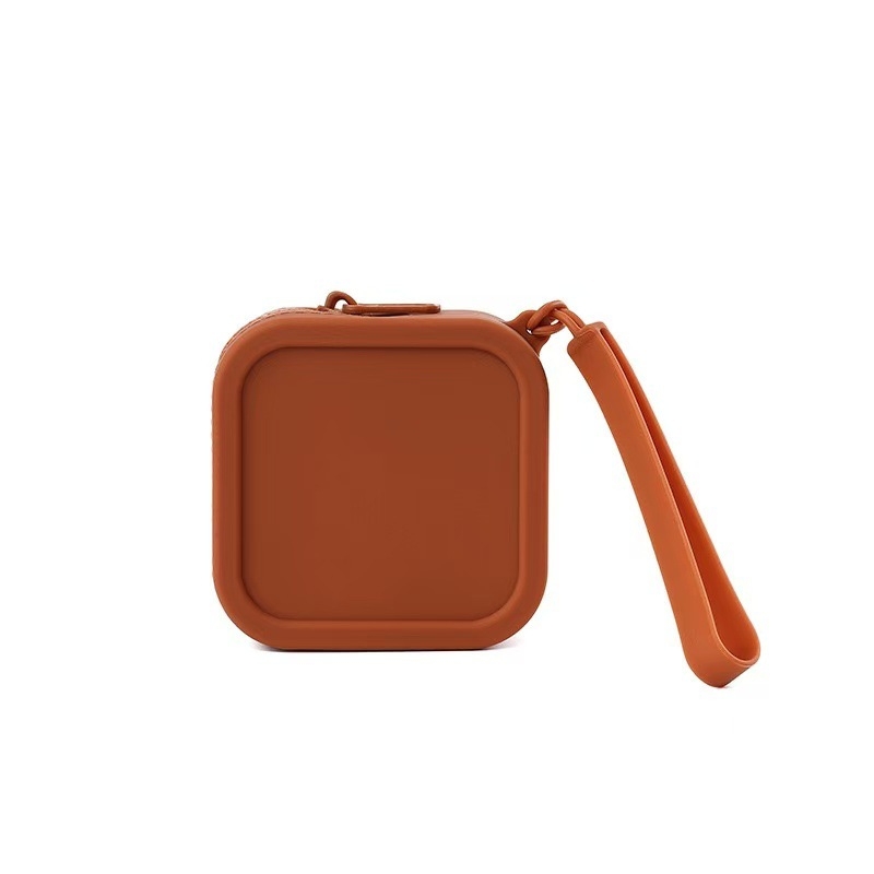 Portofel din silicon cu fermoar – organizator pentru ruj, căști, cabluri de date și chei, stil urban simplu, căptușeală din silicon, antibacterian și anti-tăiere