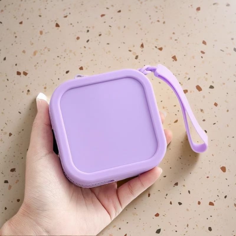 Portofel din silicon cu fermoar – organizator pentru ruj, căști, cabluri de date și chei, stil urban simplu, căptușeală din silicon, antibacterian și anti-tăiere