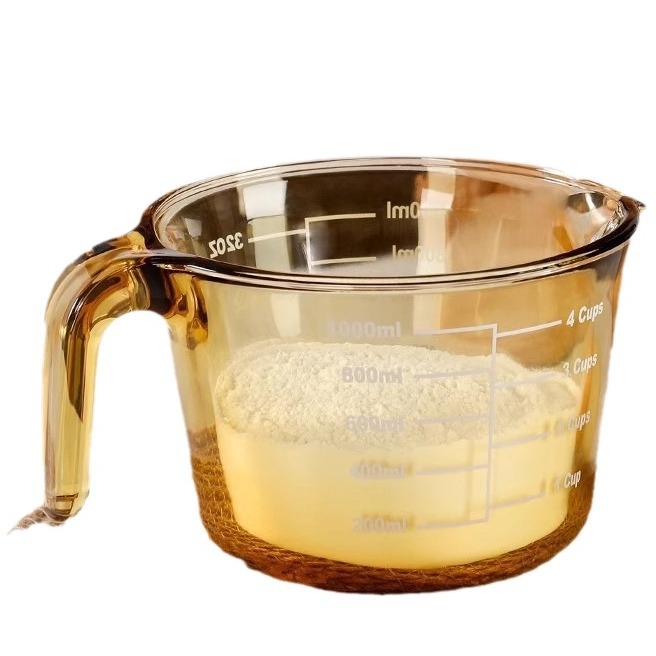Magas hőállóságú üveg mérőpohár skálával, konyhai sütéshez