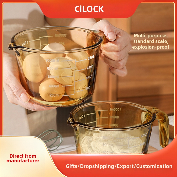 Magas hőállóságú üveg mérőpohár skálával, konyhai sütéshez