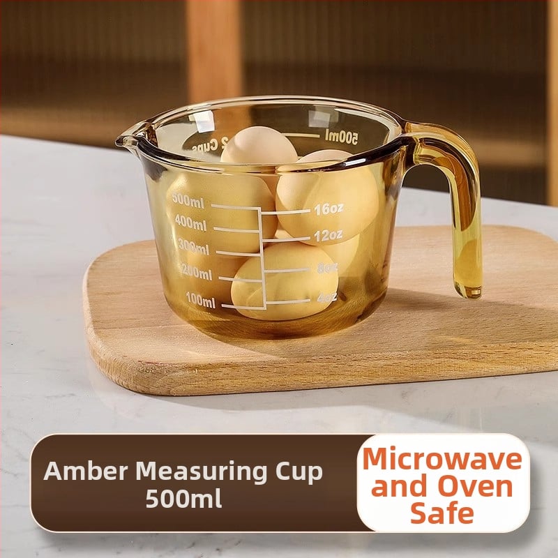 Magas hőállóságú üveg mérőpohár skálával, konyhai sütéshez