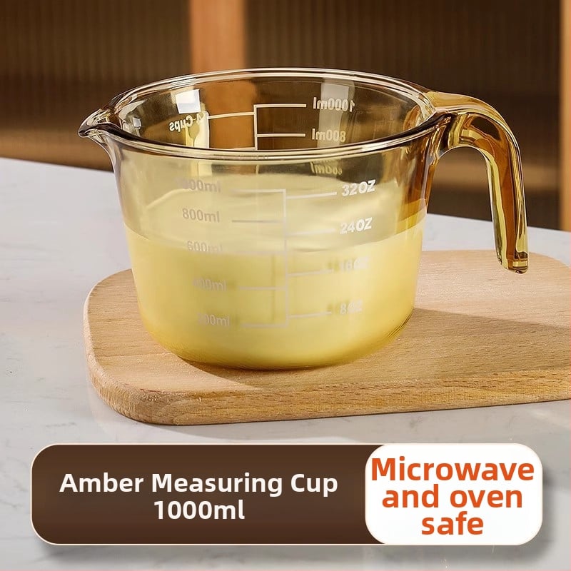 Magas hőállóságú üveg mérőpohár skálával, konyhai sütéshez