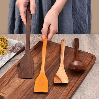 Lingură de gătit din lemn cu strat antiaderent, priză antiderapantă, rezistență la temperaturi înalte, protecție împotriva arsurilor, personalizare logo