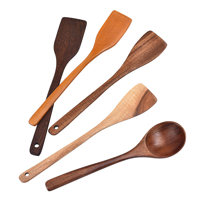 Lingură de gătit din lemn cu strat antiaderent, priză antiderapantă, rezistență la temperaturi înalte, protecție împotriva arsurilor, personalizare logo