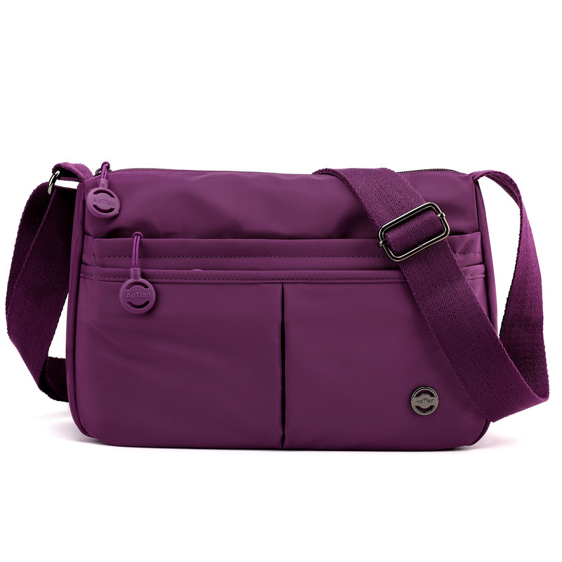 Aotian crossbody torbica od Oxford platna, vodoravni kvadratni oblik – zatvaranje na zip, laminirani pretinac, trodimenzionalan vanjski dizajn