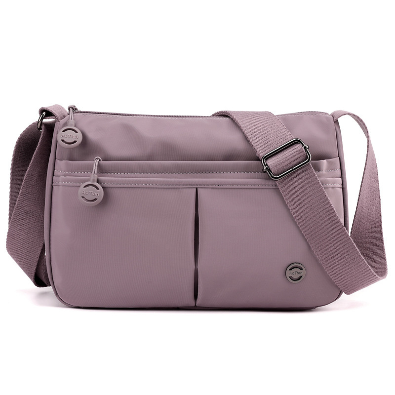 Aotian crossbody torbica od Oxford platna, vodoravni kvadratni oblik – zatvaranje na zip, laminirani pretinac, trodimenzionalan vanjski dizajn