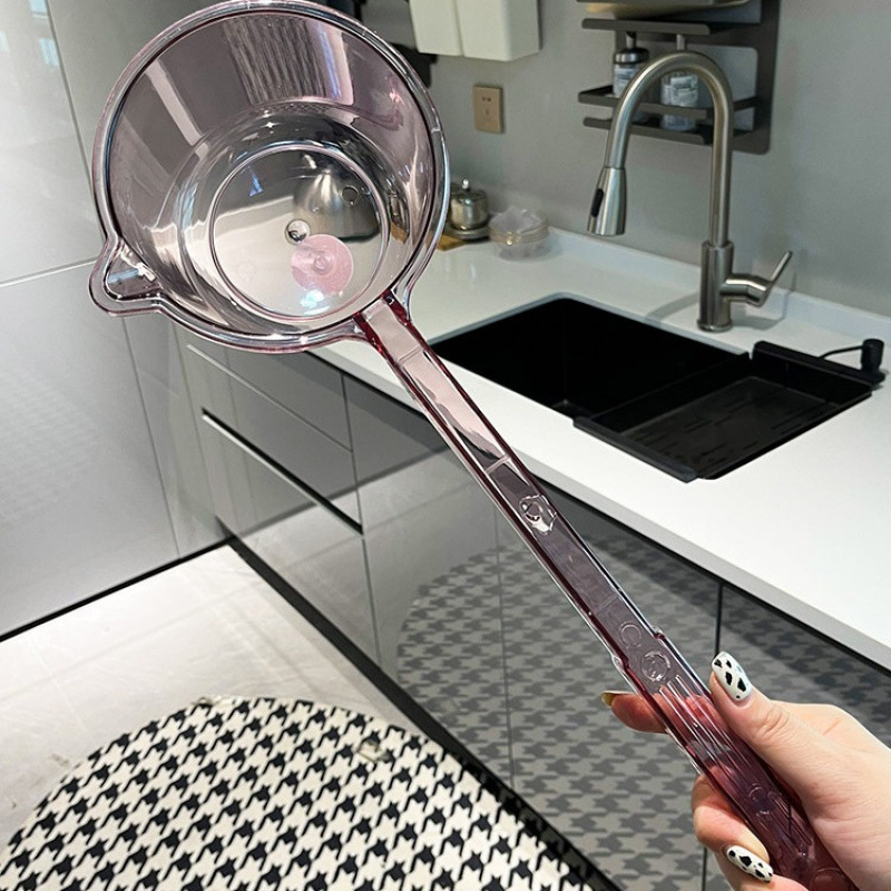 Водна лъжичка с дълга дръжка за домашна кухня и поливане на цветя, пластмасова, водно полиране, модерен прост стил, премиум качество