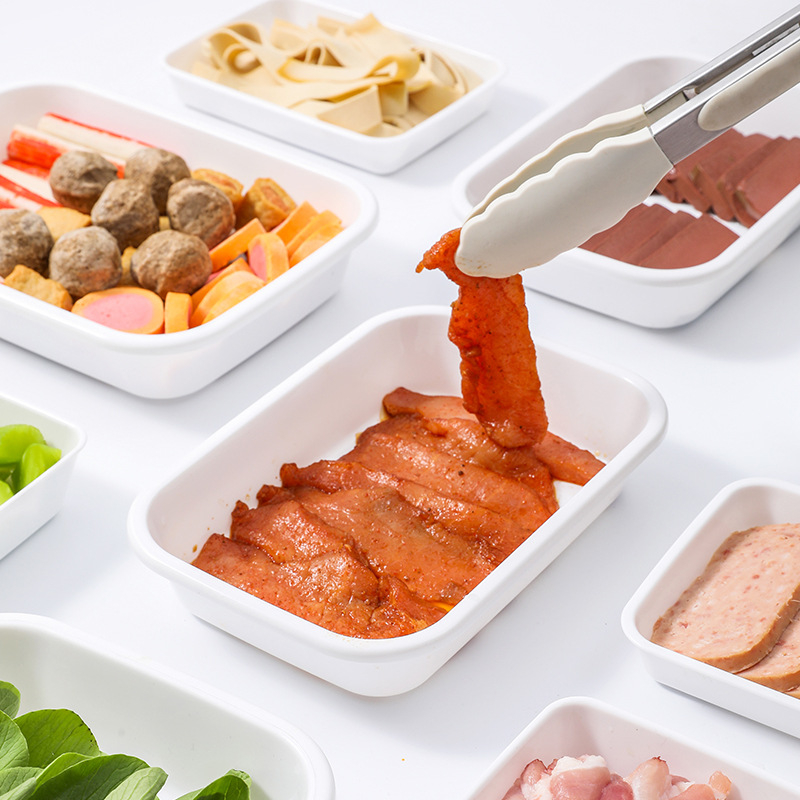 Kvadratna plastična pladanj, glatki uzorak, moder stil jednostavnosti; materijal: plastika, oblik: kvadrat, pogodna za hotele, obroke i čaj.
