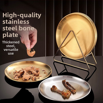 Nerūdijančio plieno kaulų lėkštelių rinkinys – apvalus, šiuolaikinis minimalistinis stilius, elektroplakavimas