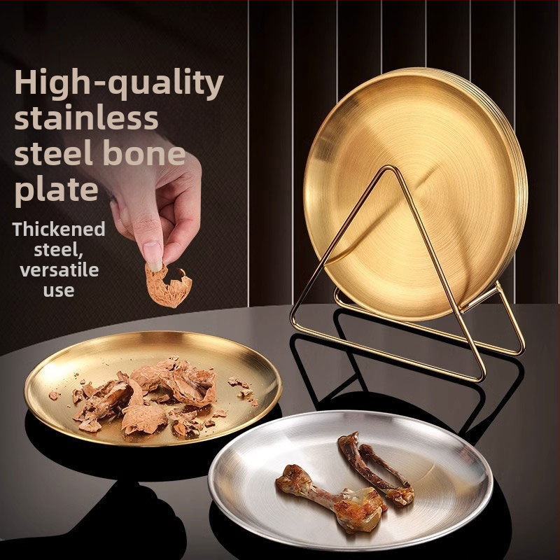 Nerūdijančio plieno kaulų lėkštelių rinkinys – apvalus, šiuolaikinis minimalistinis stilius, elektroplakavimas