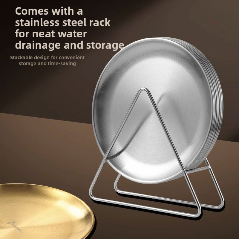 Nerūdijančio plieno kaulų lėkštelių rinkinys – apvalus, šiuolaikinis minimalistinis stilius, elektroplakavimas