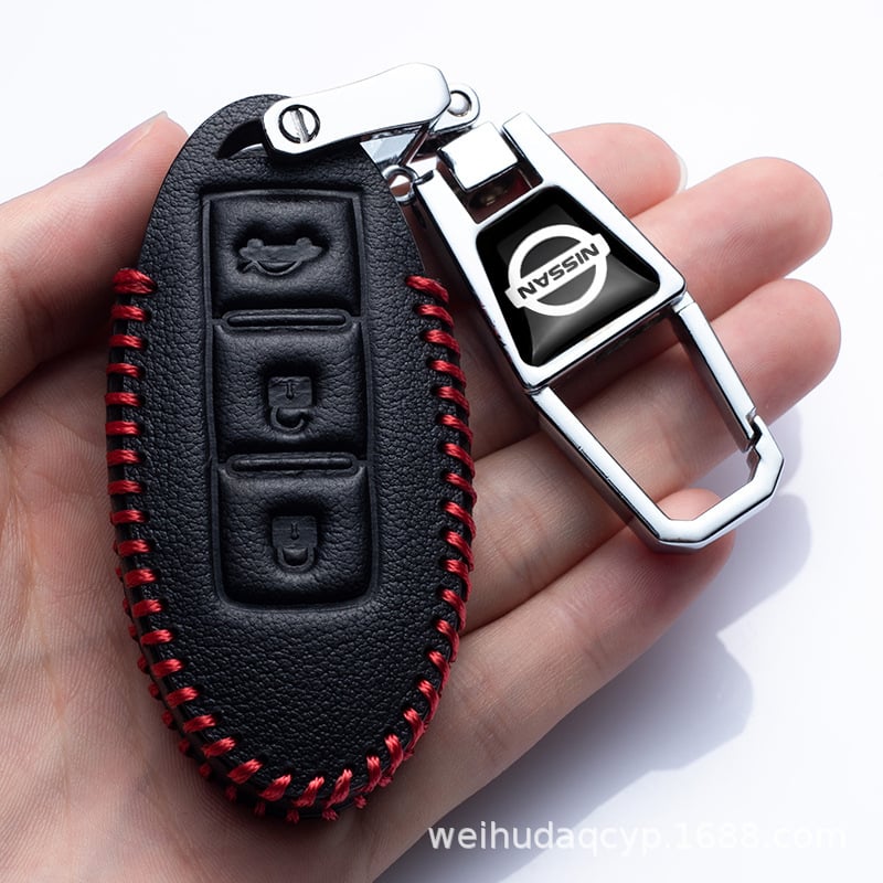 Kožna futrola za Nissan ključ s kopčom — kompatibilno s Sylphy, Teana, Qashqai i X-Trail