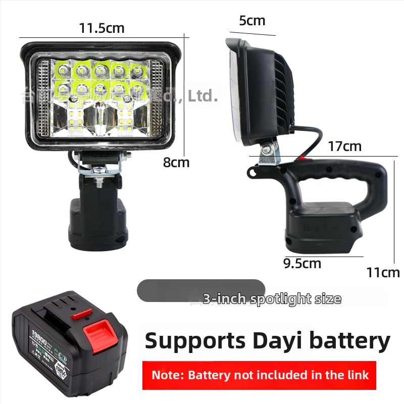 Портативна светодиодна работна лампа с литиева батерия за аварийни ремонти, 12–80V, 5000 lm