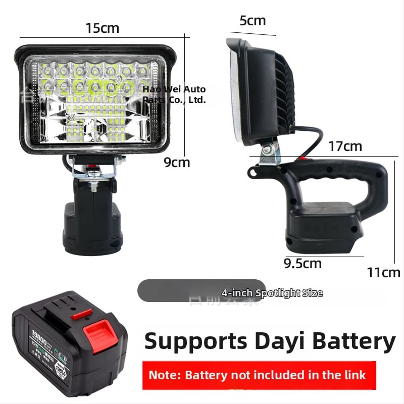 Портативна светодиодна работна лампа с литиева батерия за аварийни ремонти, 12–80V, 5000 lm