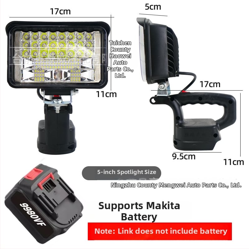 Портативна светодиодна работна лампа с литиева батерия за аварийни ремонти, 12–80V, 5000 lm
