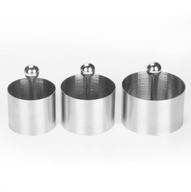 Комплект от три кръгли форми за печене от неръждаема стома́на — за оформяне на студени блюда, лесен за употреба