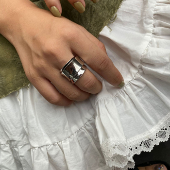 Bakreni prsten s geometrijskim oblikom, elektroplatiranje, dizajn s dvostrukim otvorom i dvostrukim slojem, za žene