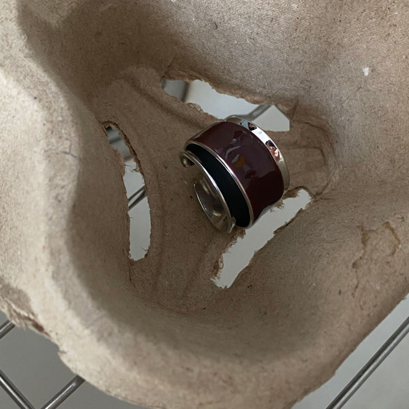 Bakreni prsten s geometrijskim oblikom, elektroplatiranje, dizajn s dvostrukim otvorom i dvostrukim slojem, za žene