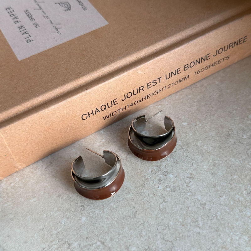 Bakreni prsten s geometrijskim oblikom, elektroplatiranje, dizajn s dvostrukim otvorom i dvostrukim slojem, za žene