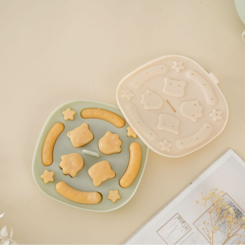 Силиконова формичка за пара за кексове с дизайн котешка лапичка, хранителен клас, устойчива на високи температури, за оризови кексове