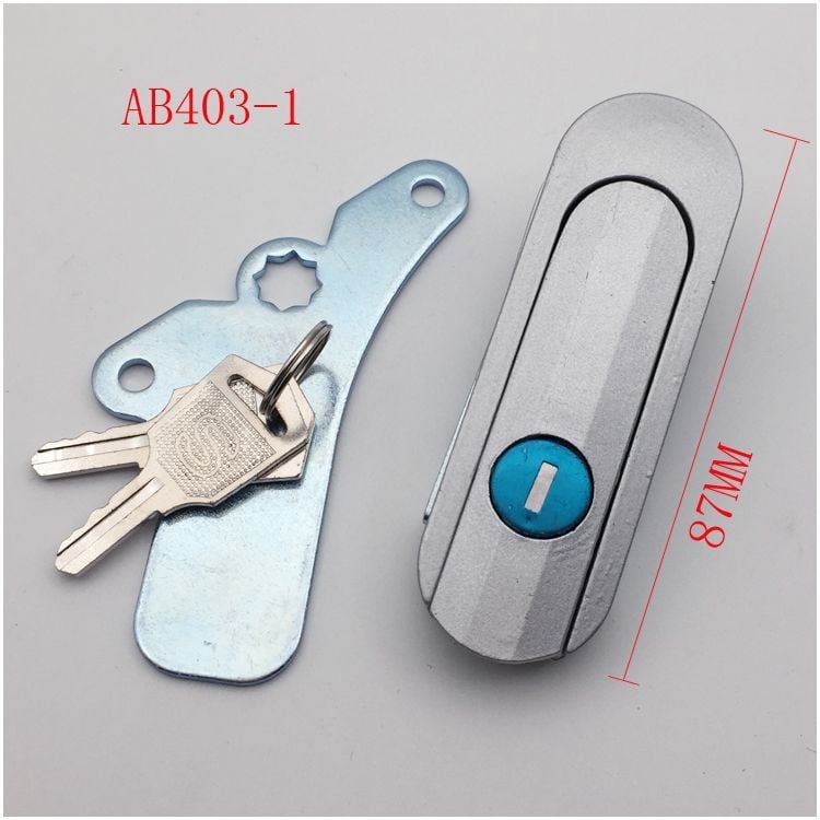 Заключалка с изпъкваща дръжка AB302 за разпределителна кутия/шкаф – плоска заключалка AB303-1/-2, цинкова сплав, Тип C