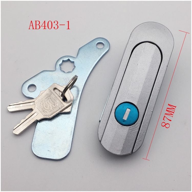 Заключалка с изпъкваща дръжка AB302 за разпределителна кутия/шкаф – плоска заключалка AB303-1/-2, цинкова сплав, Тип C