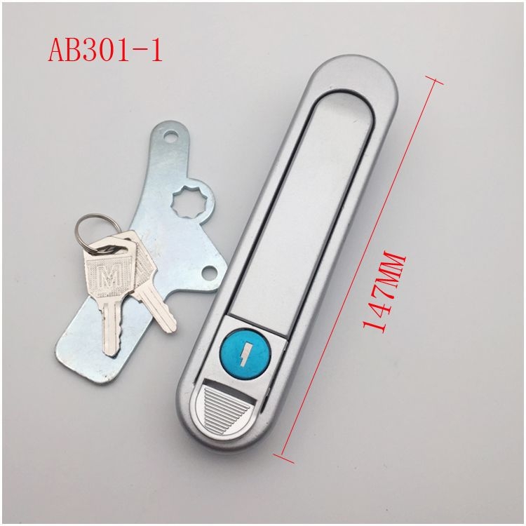 Заключалка с изпъкваща дръжка AB302 за разпределителна кутия/шкаф – плоска заключалка AB303-1/-2, цинкова сплав, Тип C