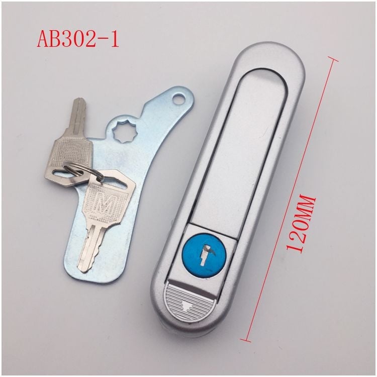 Заключалка с изпъкваща дръжка AB302 за разпределителна кутия/шкаф – плоска заключалка AB303-1/-2, цинкова сплав, Тип C